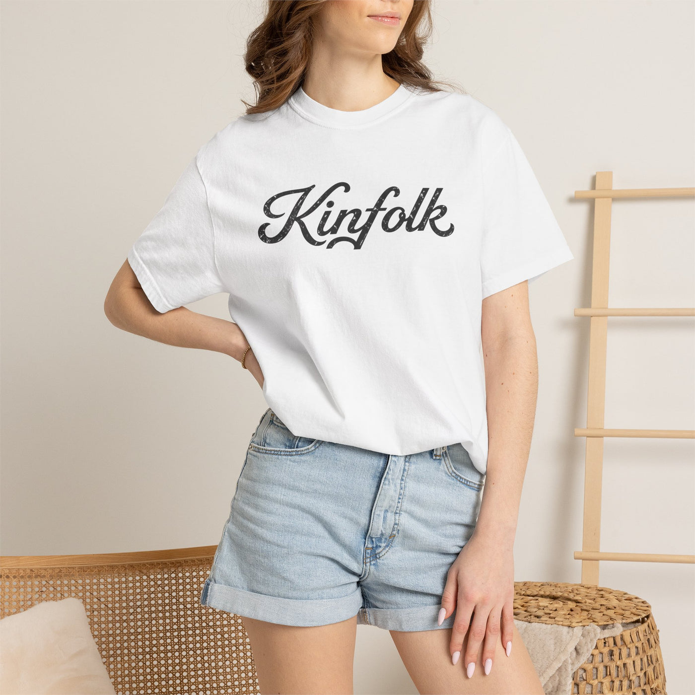 Kinfolk Script Tee — Minimal Vintage Style T-Shirt